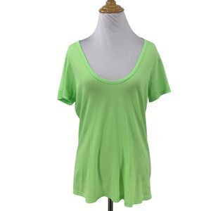Sundry Basic Tee Womens 1 Neon Green Low Scoop Neck Short Sleeve Stretch Shirt
